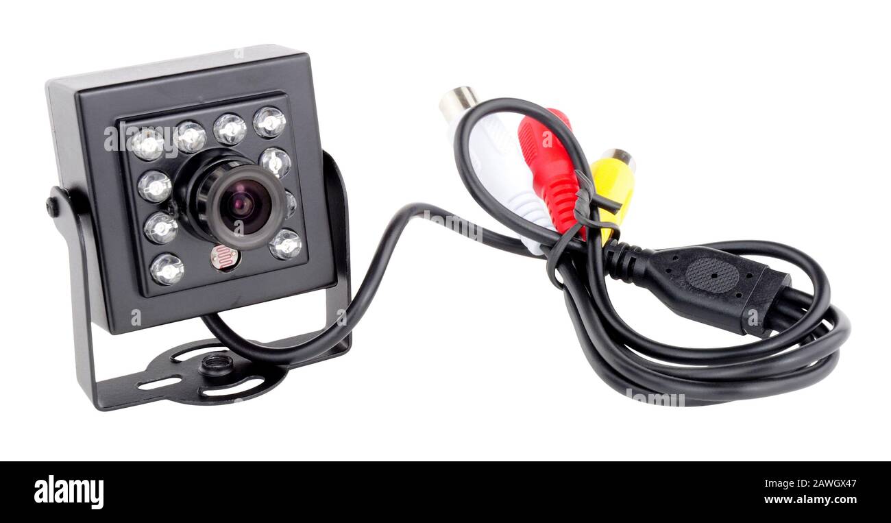 Miniature high definition digital video camera isolated on a white