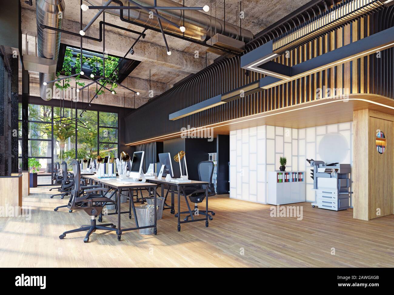 modern office interior, 3d rendering business concept design Stock Photo -  Alamy