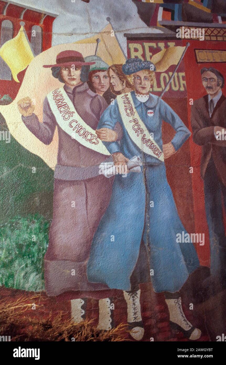 Women's mural in Helena, Montana showing activists for women's rights