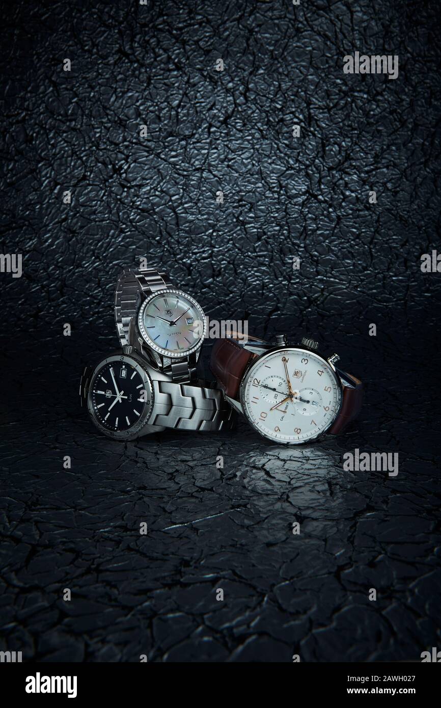 Three Tag Heuer Watches Stock Photo