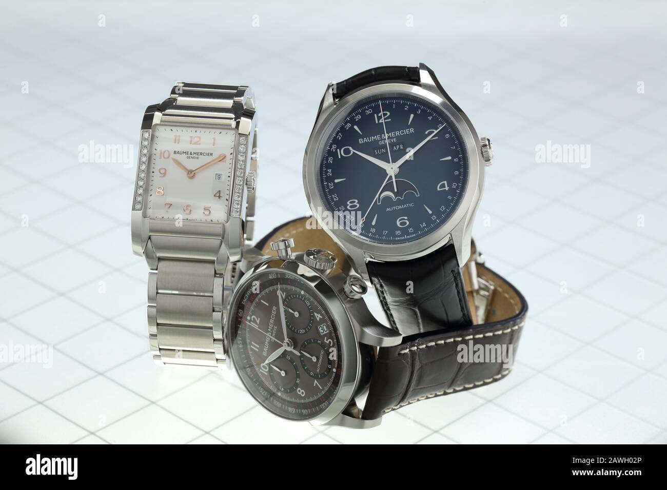 Three Baume & Mercier Watches Stock Photo