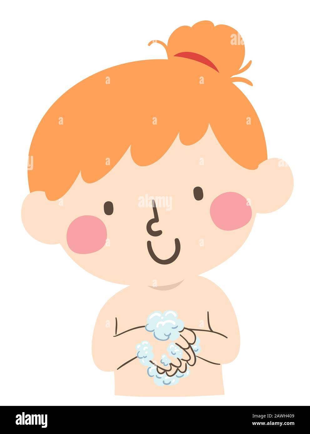 Illustration of a Kid Girl Toddler Washing Her Hands Full of Bubbles ...
