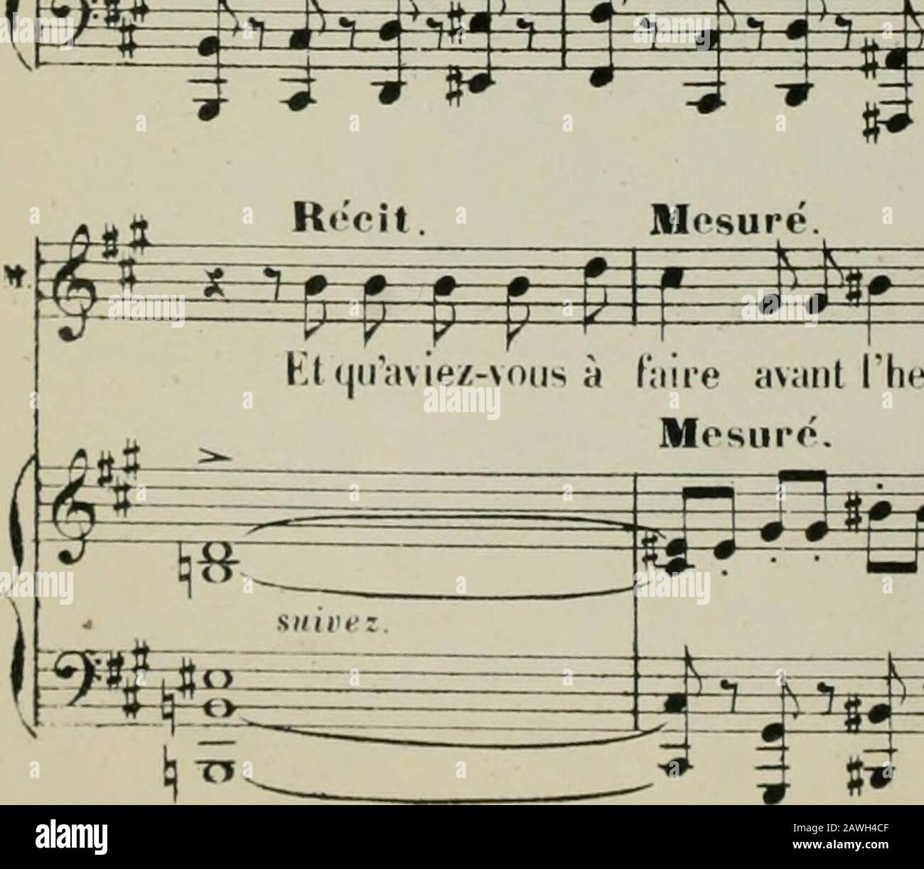 La statue; opéra en trois actes de JBarbier & MCarrèPartition chant et piano transcrite par Georges Bizet . Moiick, est-et ^^ ^JJ^n a^E^ *^ 1 t S k. s.^ X JI ri P^ Si g - !g - f*? toi? M .Hoi-mt-me! LlJL MOICK. (se r,lrv;,nl) ^ t Vf I ^-t^-^^tM^ jÇ - Cher maître, est-ce bien vous? ( Yt^ ^ &Sâ^ ^^ #g#g ïSS it=fc=è î? ï #-# -f* iT .^1 ^ ? ï^^^SS. ^ f .^t^ X - S5 •! tT &lt;^?^V^ f^T hT^-? ^=^ te^ Récit. Il ], h ^ F 3t - ^ *==i:^ Kl(|iraiez-oiis à laire avant Iheiire su. j)rème,En ce maudit tom . beau?IMosuié, -g-^ Xi (V. o ) A.c Hl,;; «1 GRAND RECIT. ^ Andaiite sosteiiuto. SKI.IM. ^ r r- p p^ A Stock Photo