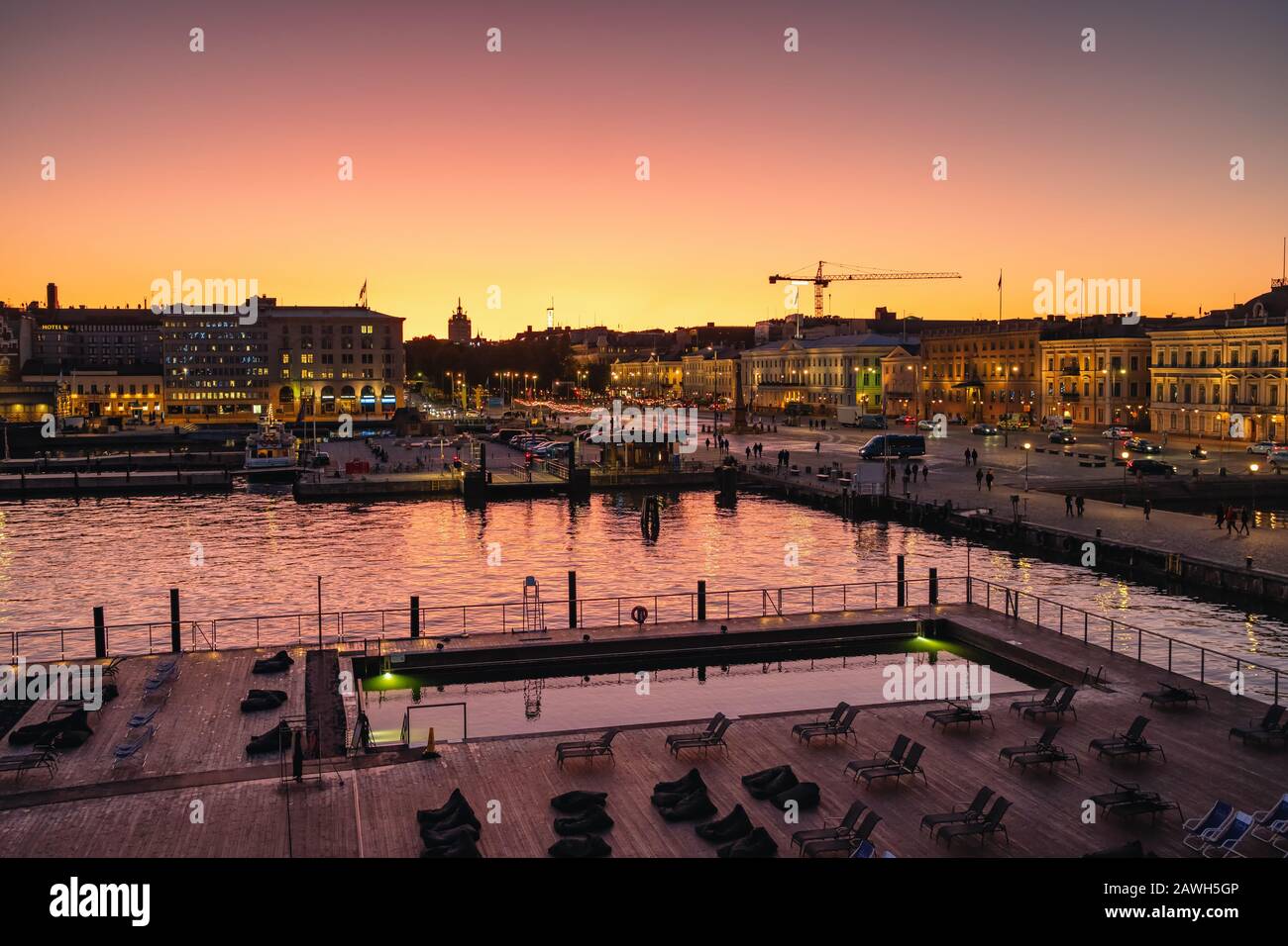 Helsinki cityscape at twilight Stock Photo