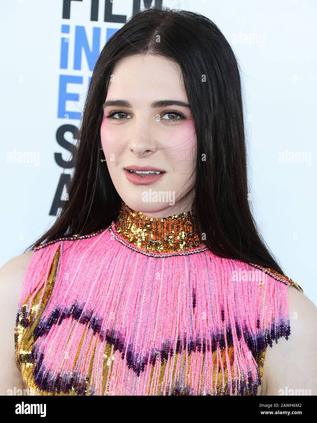SANTA MONICA, LOS ANGELES, CALIFORNIA, USA - FEBRUARY 08: Hari Nef arrives at the 2020 Film Independent Spirit Awards held at the Santa Monica Beach on February 8, 2020 in Santa Monica, Los Angeles, California, United States. (Photo by Xavier Collin/Image Press Agency) Stock Photo