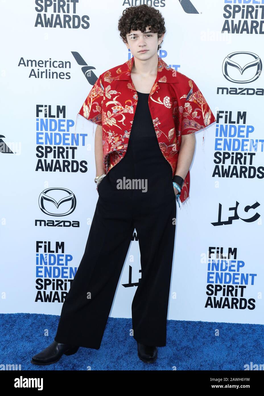 SANTA MONICA, LOS ANGELES, CALIFORNIA, USA - FEBRUARY 08: Noah Jupe arrives  at the 2020 Film Independent Spirit Awards held at the Santa Monica Beach  on February 8, 2020 in Santa Monica,