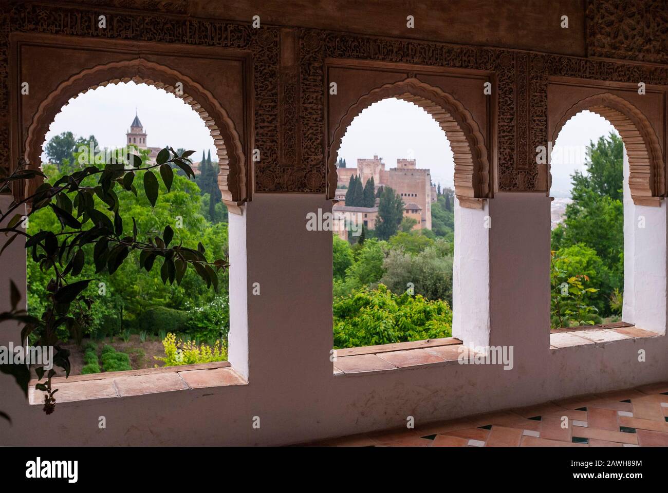 The Generalife Castle at the Alhambra Palace, Granada, Spain Stock Photo