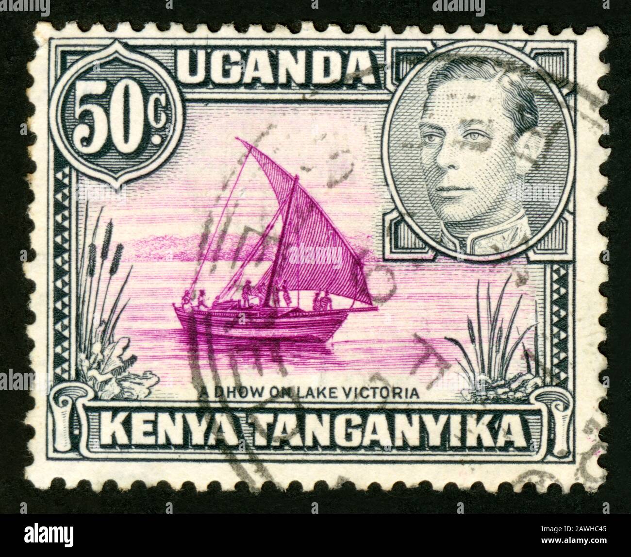 Stamp print in Uganda,Kenya,Tanganyika,king Stock Photo Alamy