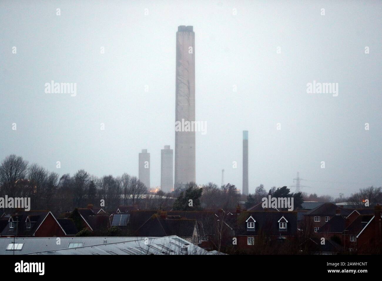 The remaining 655ft (199.5m) chimney at the disused coalfired Didcot
