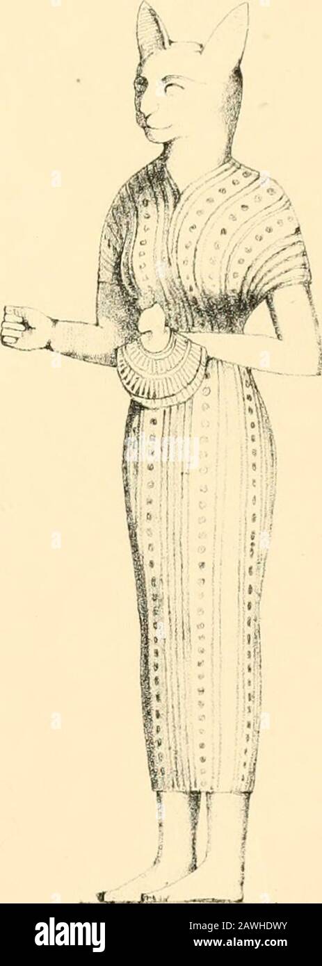 Gallery of antiquities, selected from the British Museum . ^^ .t^ TorcelauL- (fuUsir.ff Fig 32.. Dcurh (rntJuZx. rAnauiaU dei^ ^M[BigT[l.g ATIIOU, OR ATHYR. 19 This will be treated of more particularly in the account of these einl)alme(l animals and theirsmall figures than at present, where it is sufficient to mention the fact; for, though tlie cat wasconsidered by the Greeks sacred to the moon,i and Bubastis, the Diana* of the Egy])tians, itmust be borne in mind that the hieroglyphics themselves ally Bubastis and her tyi)es with tliesun, and call the cat—the cat of that luminary. Fig. 33 is Stock Photo
