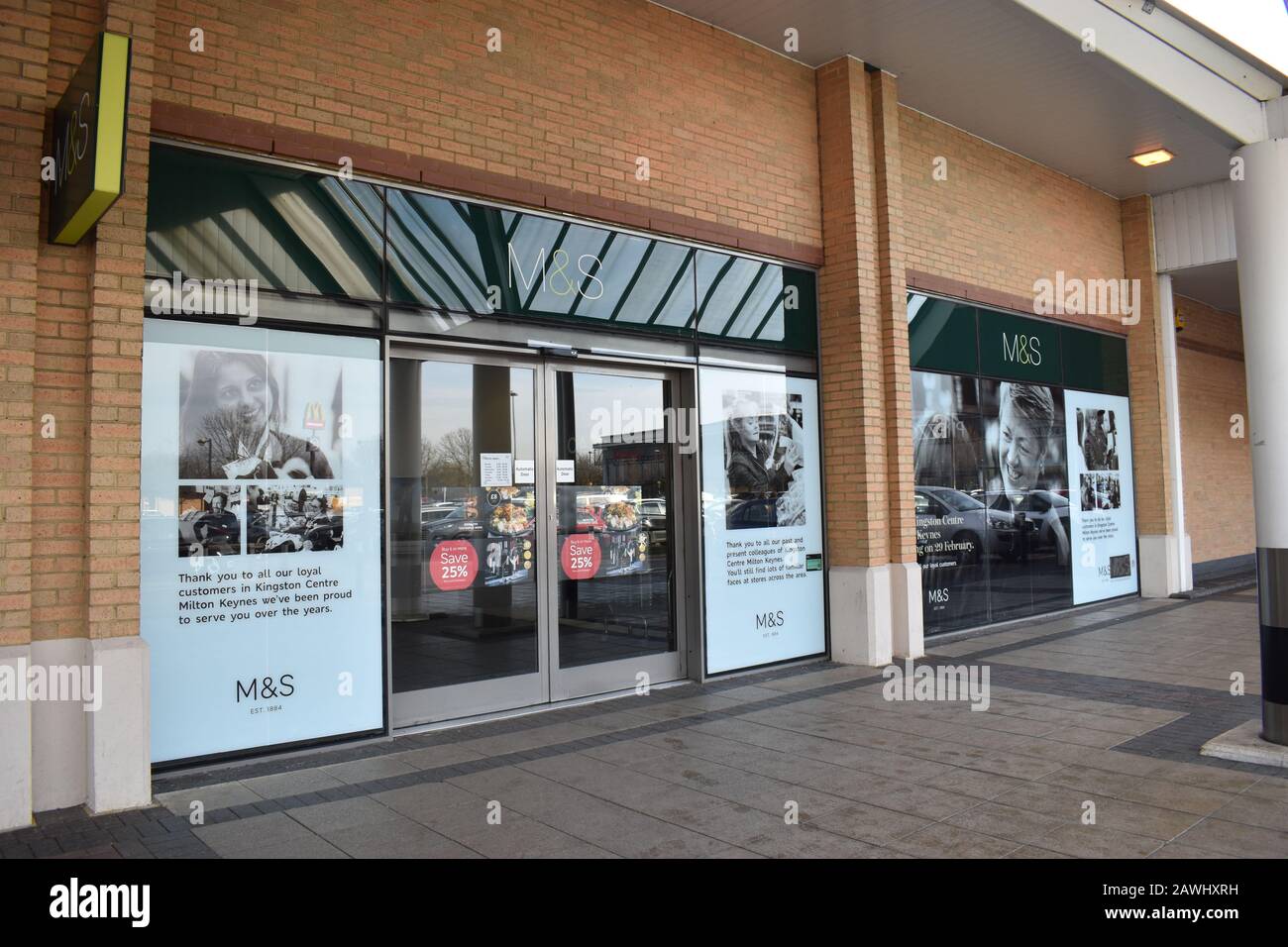 Marks and Spencer are closing their store at the Kingston Centre in Milton Keynes in February 2020. Stock Photo