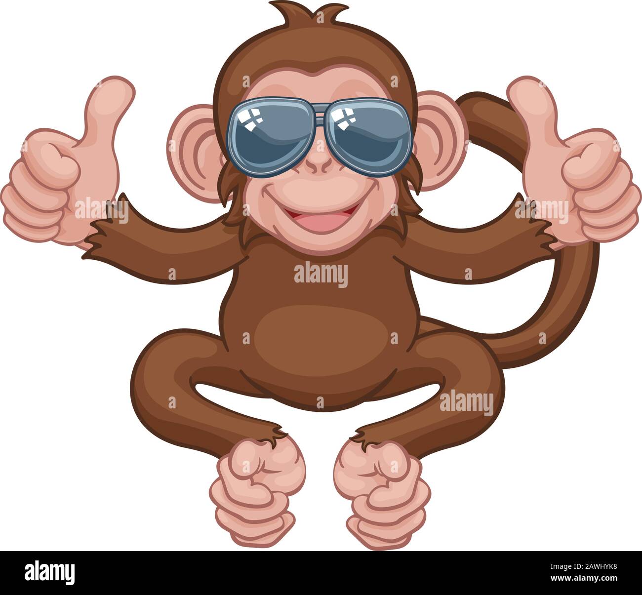 Monkey Sunglasses Cartoon Animal Giving Thumbs Up Stock Vector