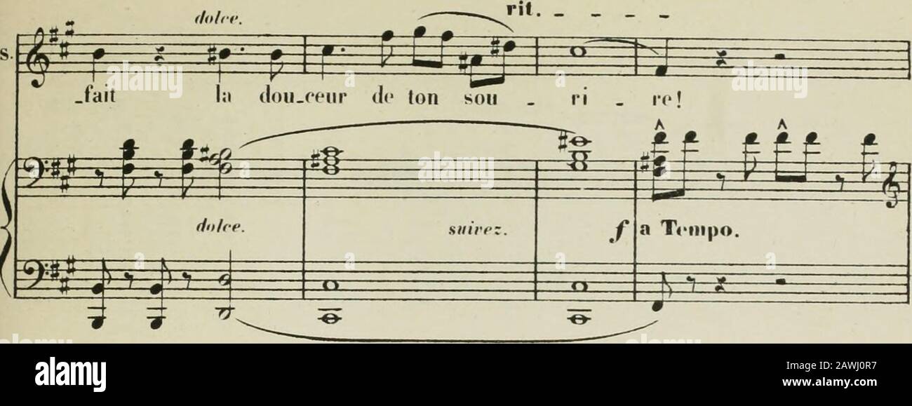 La statue; opéra en trois actes de JBarbier & MCarrèPartition chant et piano transcrite par Georges Bizet . J14». (Vo-c.) 47. MU!f,Y&gt;f; ?^^p^ elle écarte son oile. ^ L ?^^^-^^-— * m-» i ^^ Lento. T.iU.vHiNyjolM. .is! V -frr^ ^^ îffi; (//«i. ^ P t^ ,0 ^^^^ ^ ^^ a T«&gt;m|Hk. sriiM. / È ^^ 0 fronta Tt&gt;tnpiii H cluiriDanl, 0 ntdi . eux fM - fhjintcmiiil, Ks Stock Photo