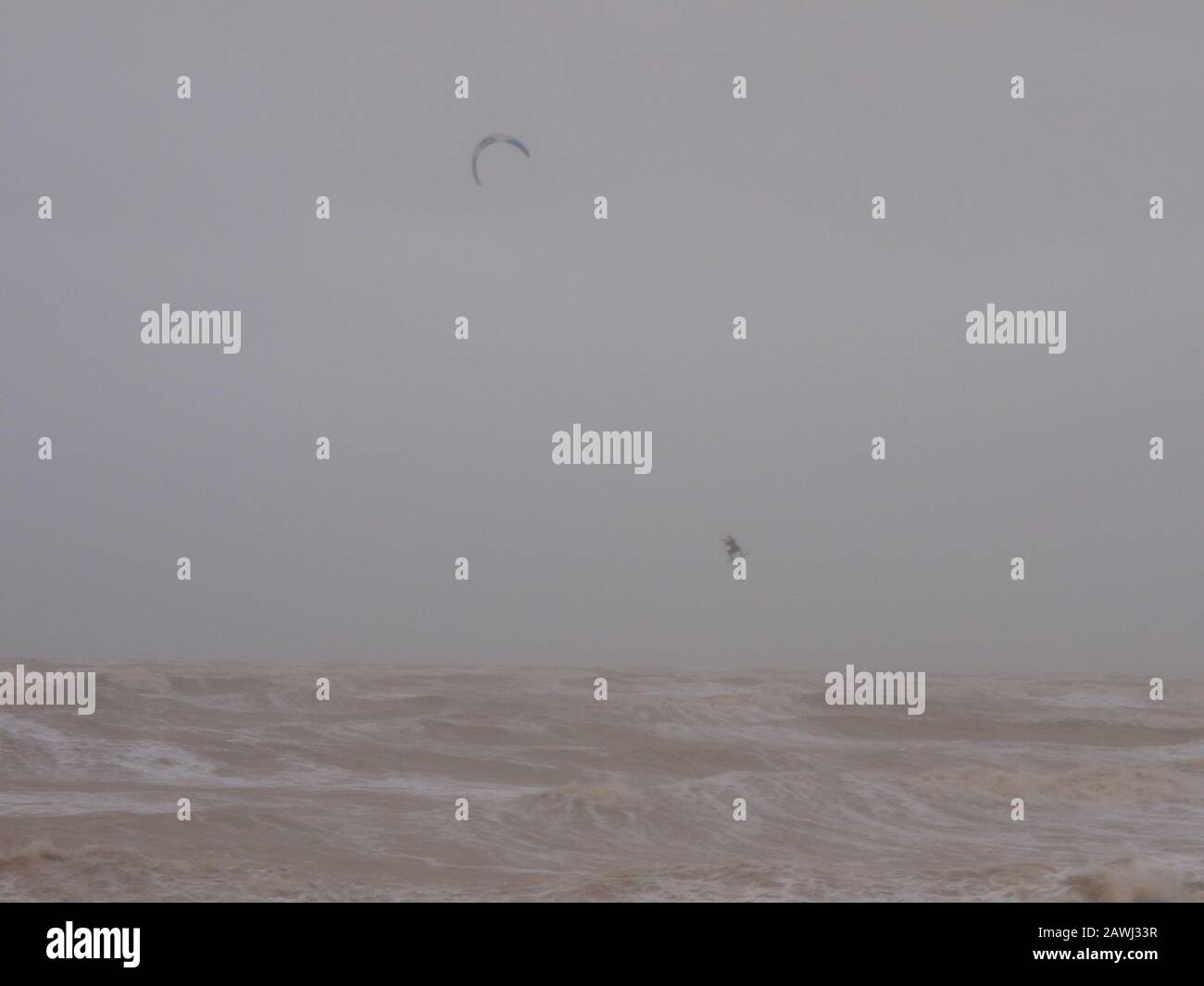 Kite Surfing In a Storm Stock Photo