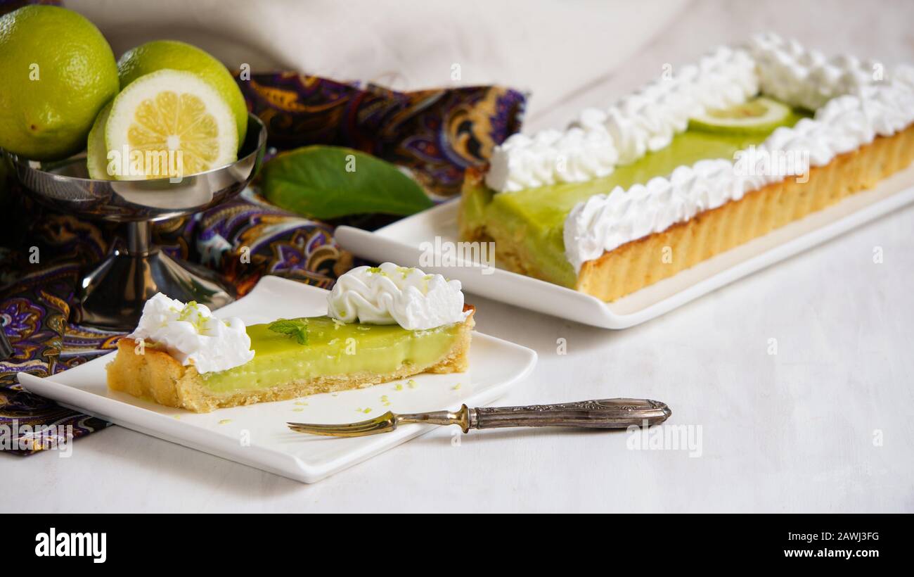 lime and lemon tart Stock Photo Alamy