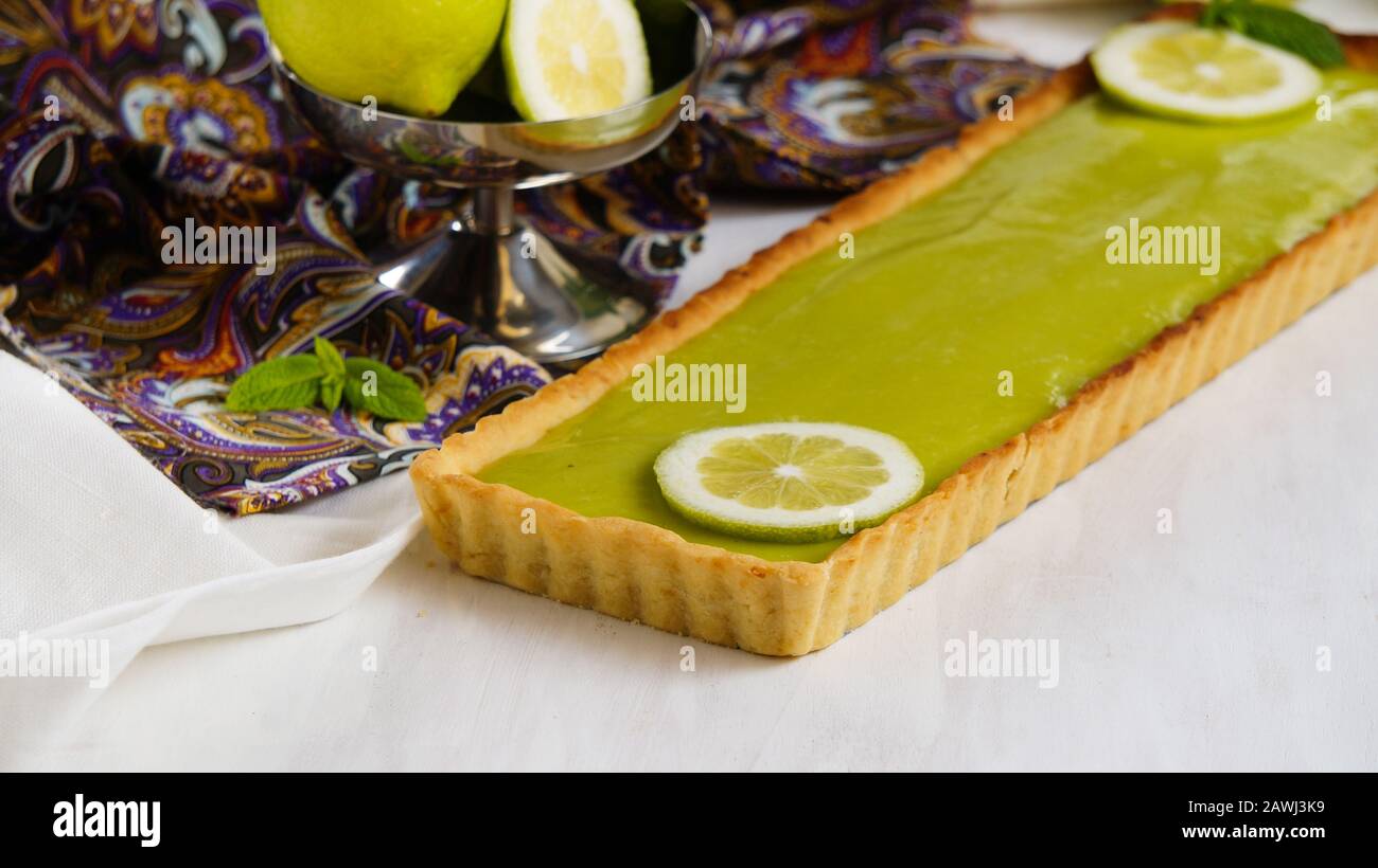 lime and lemon tart Stock Photo Alamy