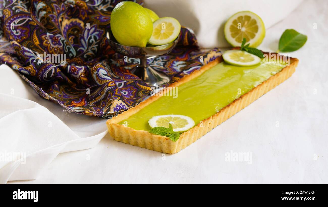 lime and lemon tart Stock Photo Alamy