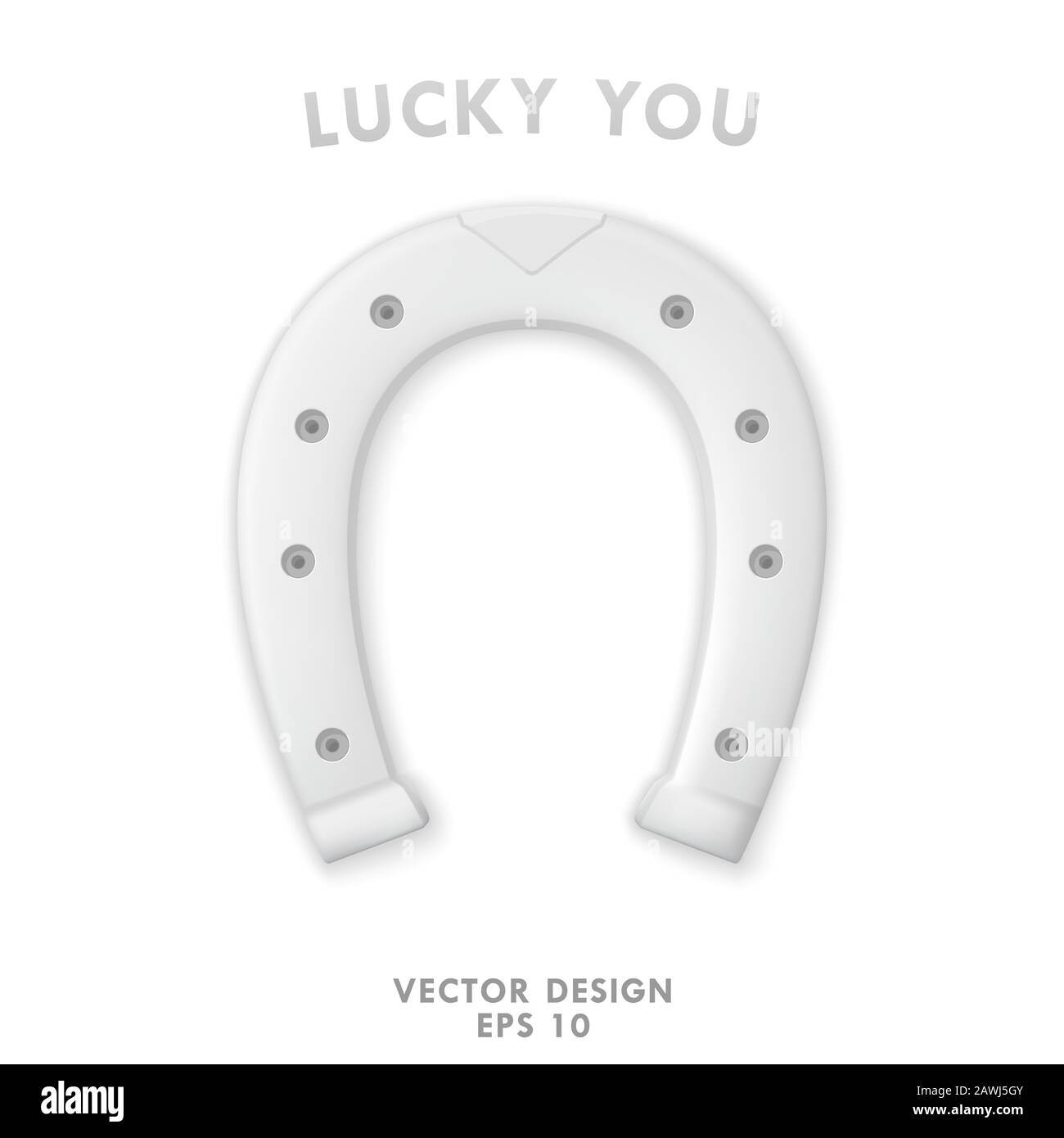 Silver horseshoe. Lucky you. High quality vector design element. Isolated object Stock Vector