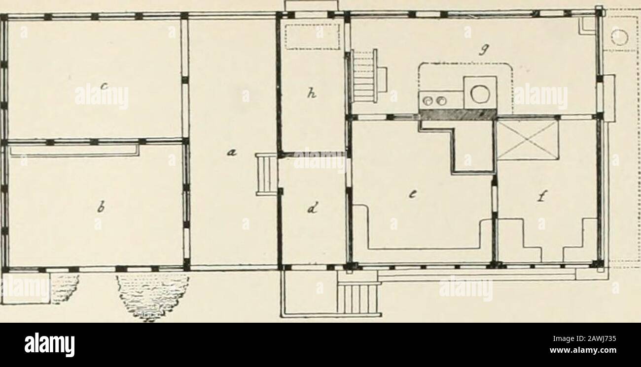 A dictionary of architecture and building : biographical, historical, and descriptive . t--1- a ——t :——-% 1 s fe«..-.. Fig. .). — House at Beauv.is, c. 1540.Good example of the French Renaissance in its simpler manifestations. Second, The French Basement House, which type was introduced about 1864 or 18G5. In this there was a stoop as high sometimes as that of the high-stoop house proper, but the 433 type was inti-oduced about 1880. In this thekitchen and other domestic offices, and theentrance vestibule with the foot of the mail.stairs, occupy the ground story.434. Fig. 10. —House near Fisch Stock Photo