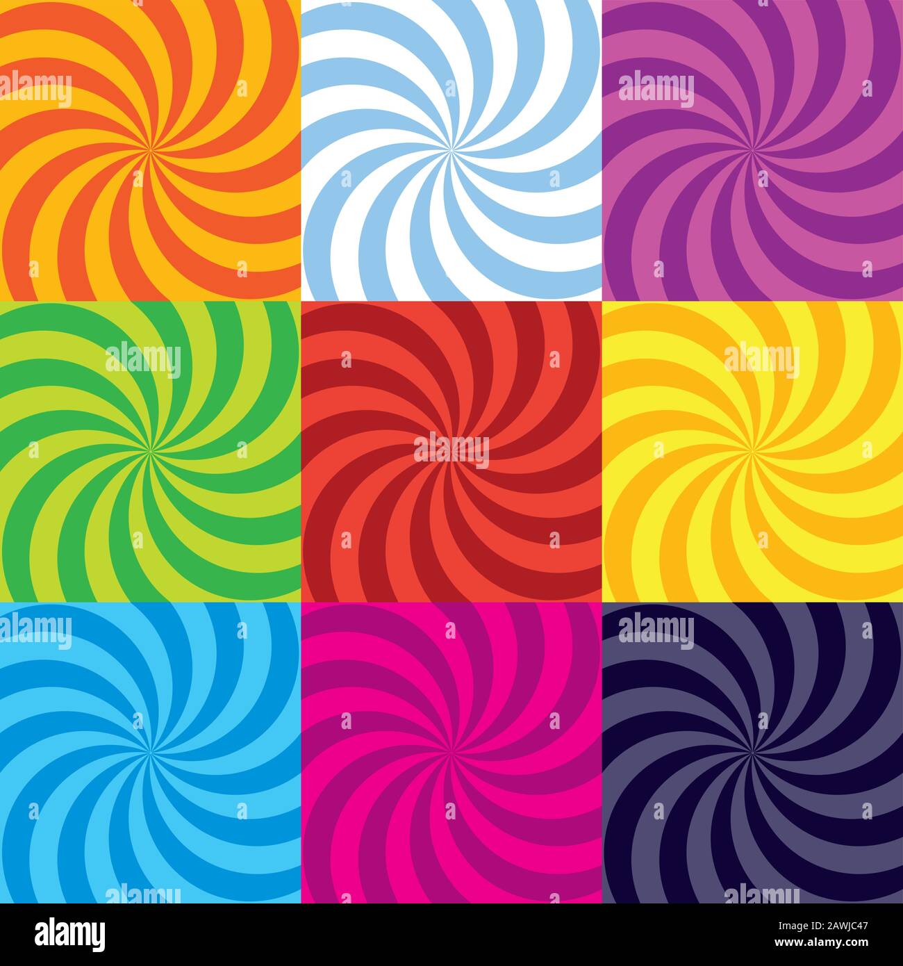 Collection Of Colour Burst Swirl Spiral Backgrounds Stock Vector Image