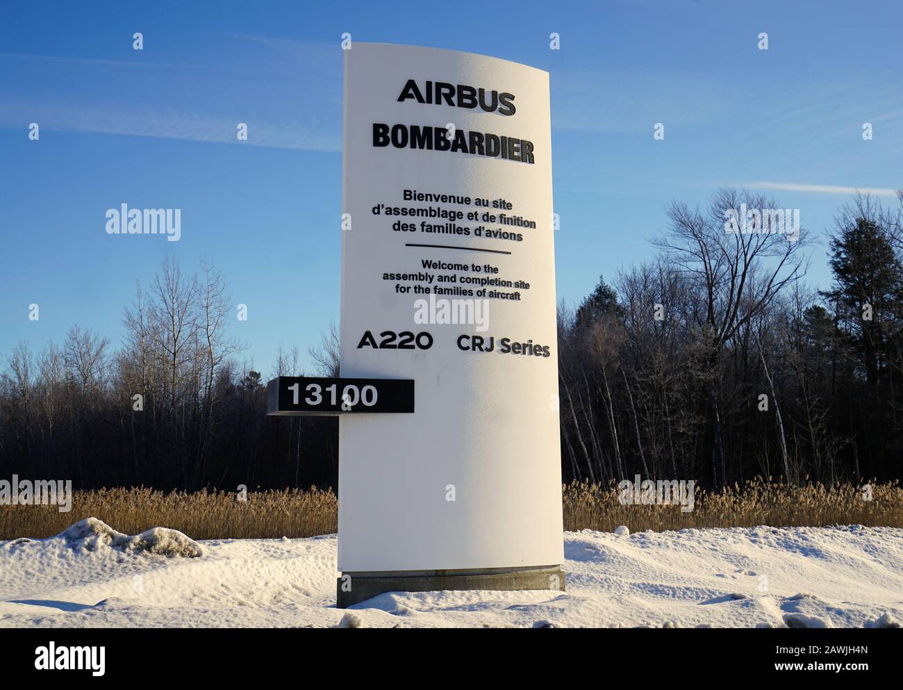 Mirabel,Quebec,Canada,January 30,2020.Airbus-Bombardier A220 aircraft assembly plant in Mirabel,Quebec,Canada.Credit:Mario Beauregard/Alamy News Stock Photo
