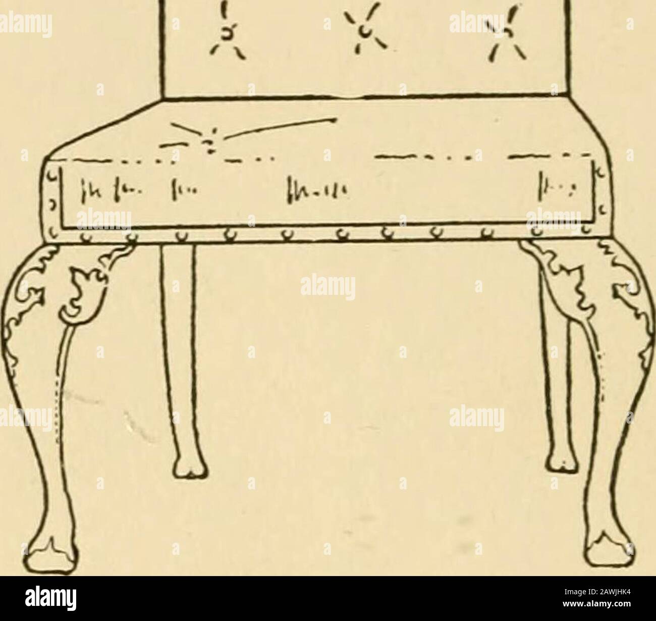 The practical book of period furniture, treating of furniture of the  English, American colonial and post-colonial and principal French periods .  A. A B Fig. 7. A, Pierced Splat-back Arm Chair of, image size:1300x1230