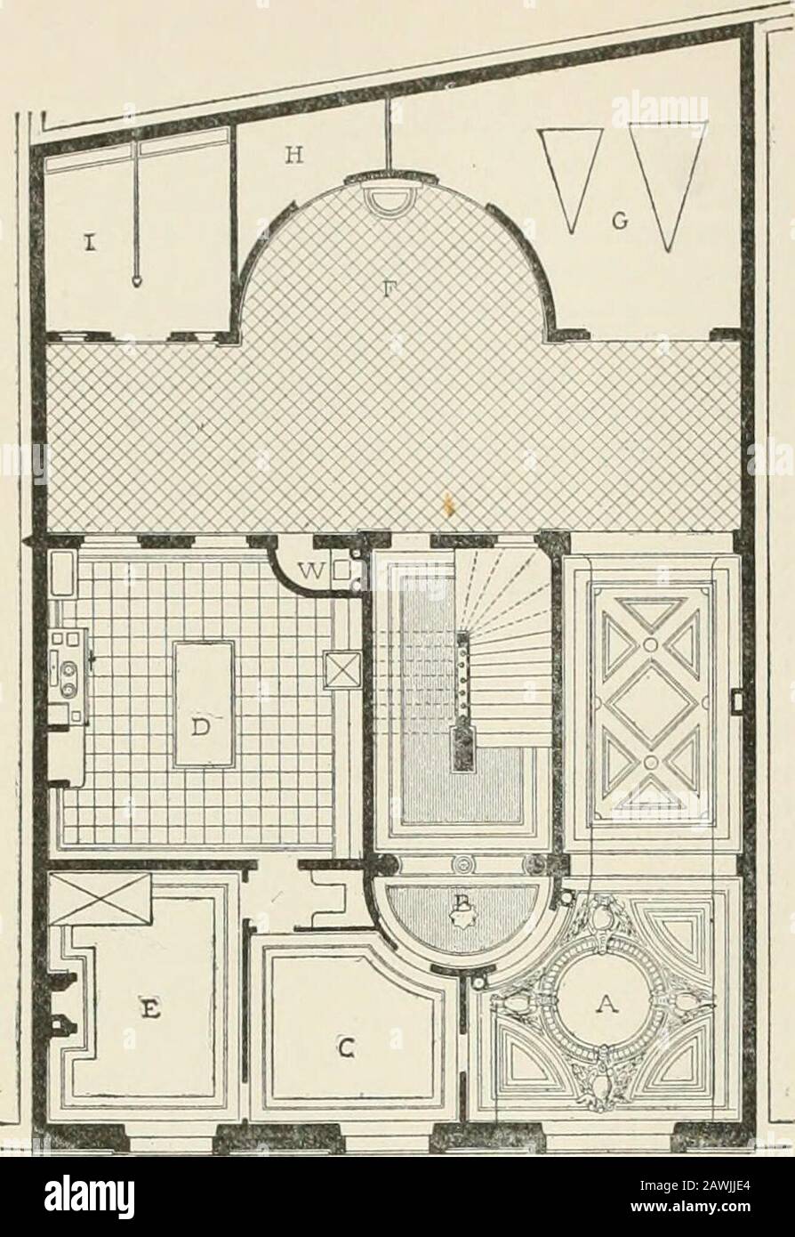 A dictionary of architecture and building : biographical, historical, and descriptive . e, so it is said in ParLs that ahotel is merely a house with a porte cochire.The infreiiuency of the use of palais and theina|i]ilicability of clidtean to the city houseleaves no word but hotel for the many impor-tant structures which are hard to classify other-wi.se. (Cuts, cols. 415, 416, 417, 418.) —R. S. HOTEL BOURGTHEROUDE. At Rouen,in Normandy ; a building in the latest (iothic,with remarkable bas-reliefs on the waU of theentrance court. HOTEL CARNAVALET. In Paris, eastof the Hotel de Ville. The build Stock Photo