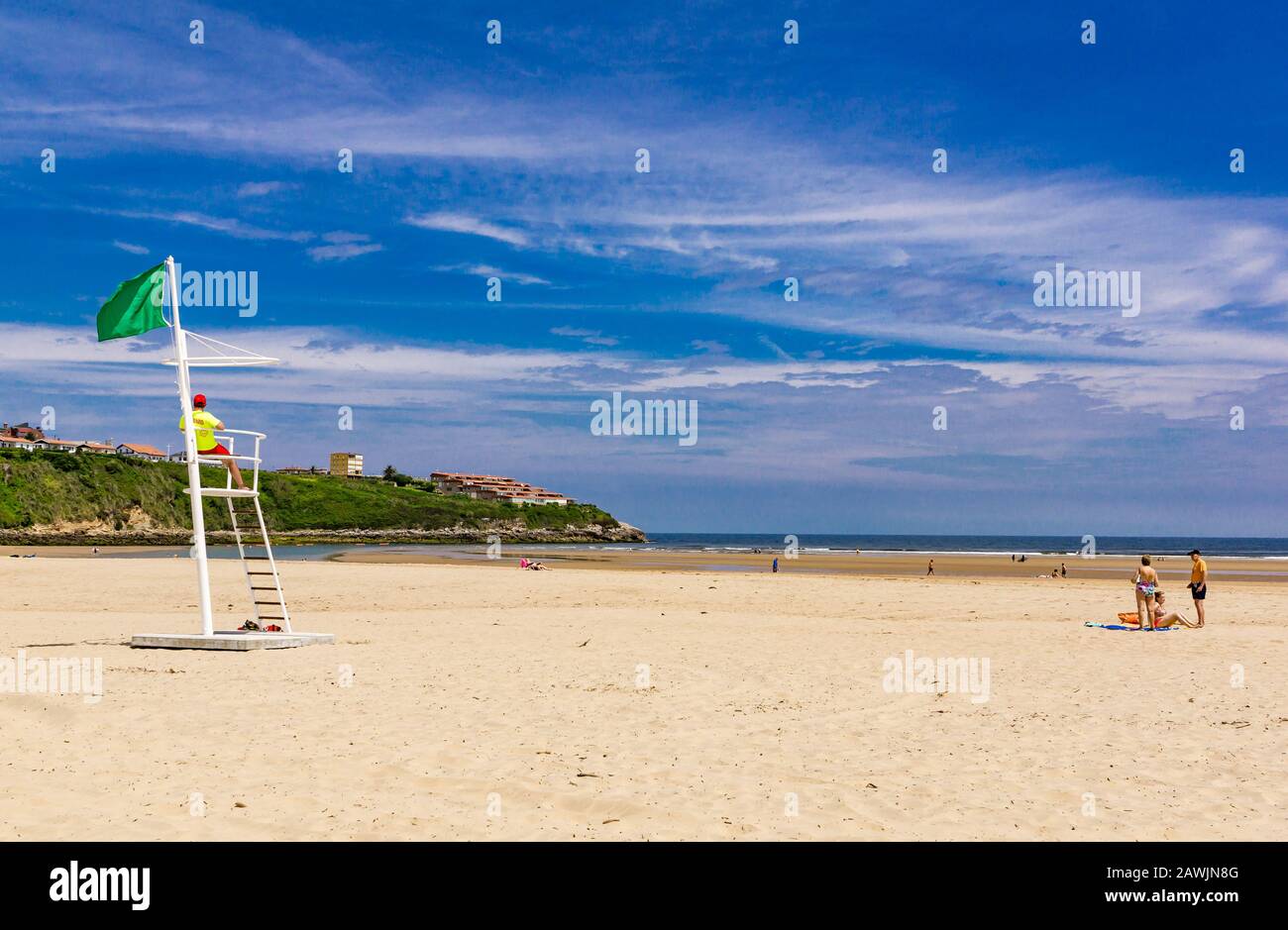 safeguard on duty on the empty atlantic beach Stock Photo