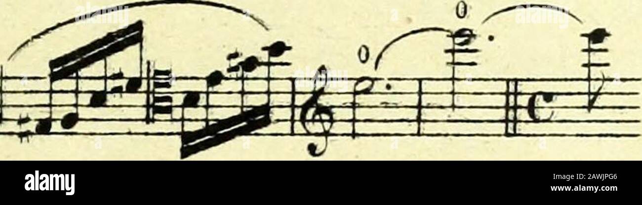 Nouveau traité d'instrumentation . e* 99 ^3=3=; *&Ms. ±&t §60 Sous la main des habiles virtuoses de notre époque le violoncelle a conquis une place des plus brillantes parmi les instruments de concert. Dans lensemble de lorchestre safonction ordinaire est de faire entendre, concuremment avec les contrebasses, la partie infé-rieure de Iharmonie. Jusquà la fin du dernier siècle les compositeurs symphoniques et dra-matiques ne lui assignent guère dautre rôle; aussi dans leurs partitions les violoncelles etlis contrebasses se trouvent-elles écrites généralement sur une seule portée, Mozart ne leur Stock Photo