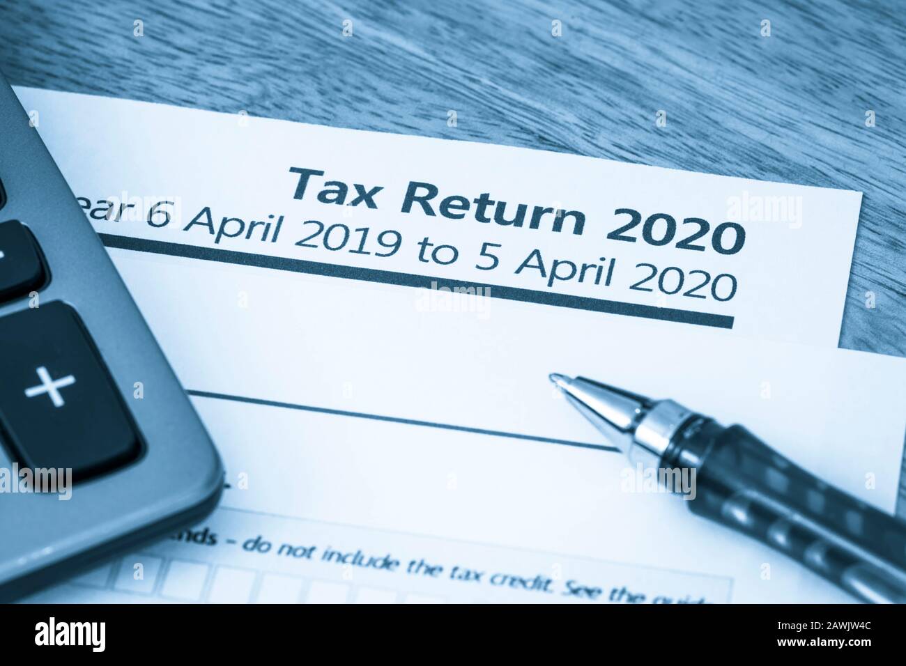 UK HMRC self assessment income tax return form 2020 Stock Photo