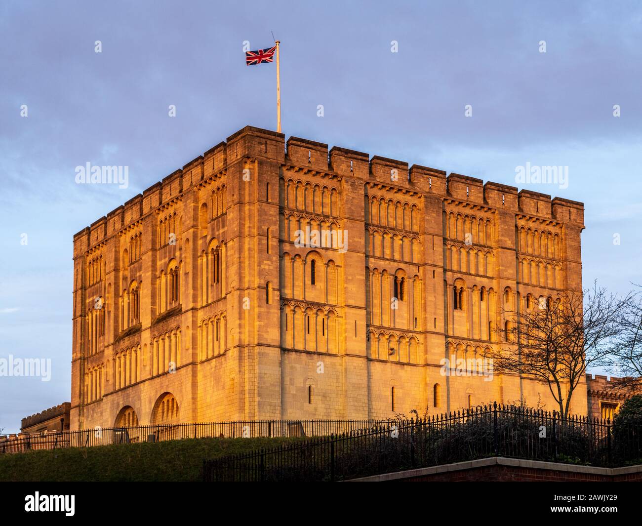 Norwich Castle - Norman castle founded by William the Conqueror around 1075 the keep pictured here was built between 1095 and 1110. Stock Photo