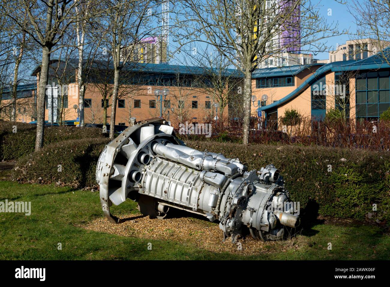 Rolls Royce aero engine, Coventry University Technology Park, Coventry, West Midlands, England, UK Stock Photo