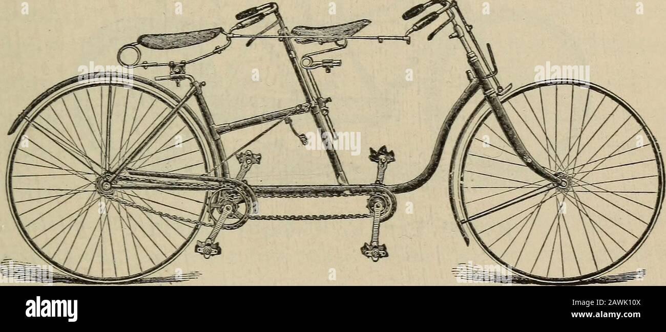 Wheels and wheeling; an indispensable handbook for cyclists, with over two hundred illustrations . lsgeared to 64, with Broncho hubs; cranks 5 to 6 inchthrow; tangent spokes; f-inch solid tires; ball head;weldless, cold-drawn steel tubings, fitted throughout;cow-horn bars and spade handles. There are nochains, middle axles, ratchet wheels, chain guards,mud guards, guard-supporting rods or handle-barconnecting rods. Nickel everywhere except spokesand rims. The machine has been ridden up and down curb-stones and submitted to every practical test that couldbe suggested. Its appearance on the trac Stock Photo