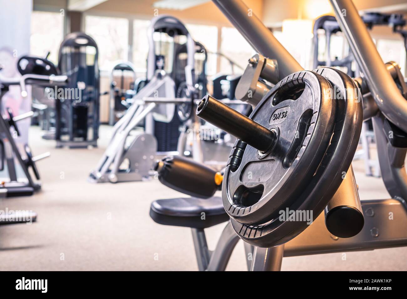 diverse equipment and machines at the gym room Stock Photo Alamy