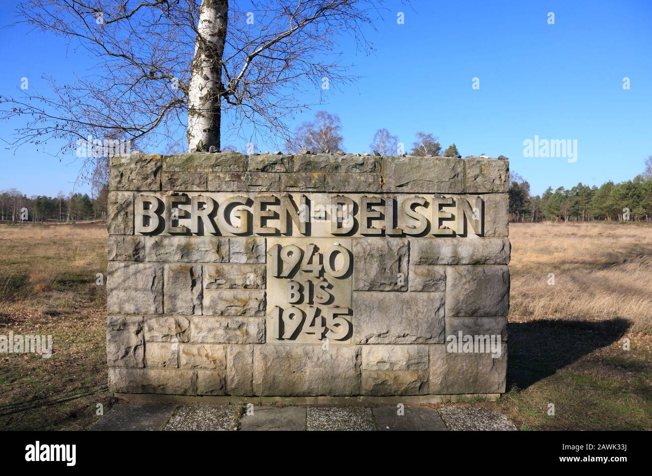 Bergen-Belsen concentration camp memorial, Lower Saxony, Germany, Europe Stock Photo