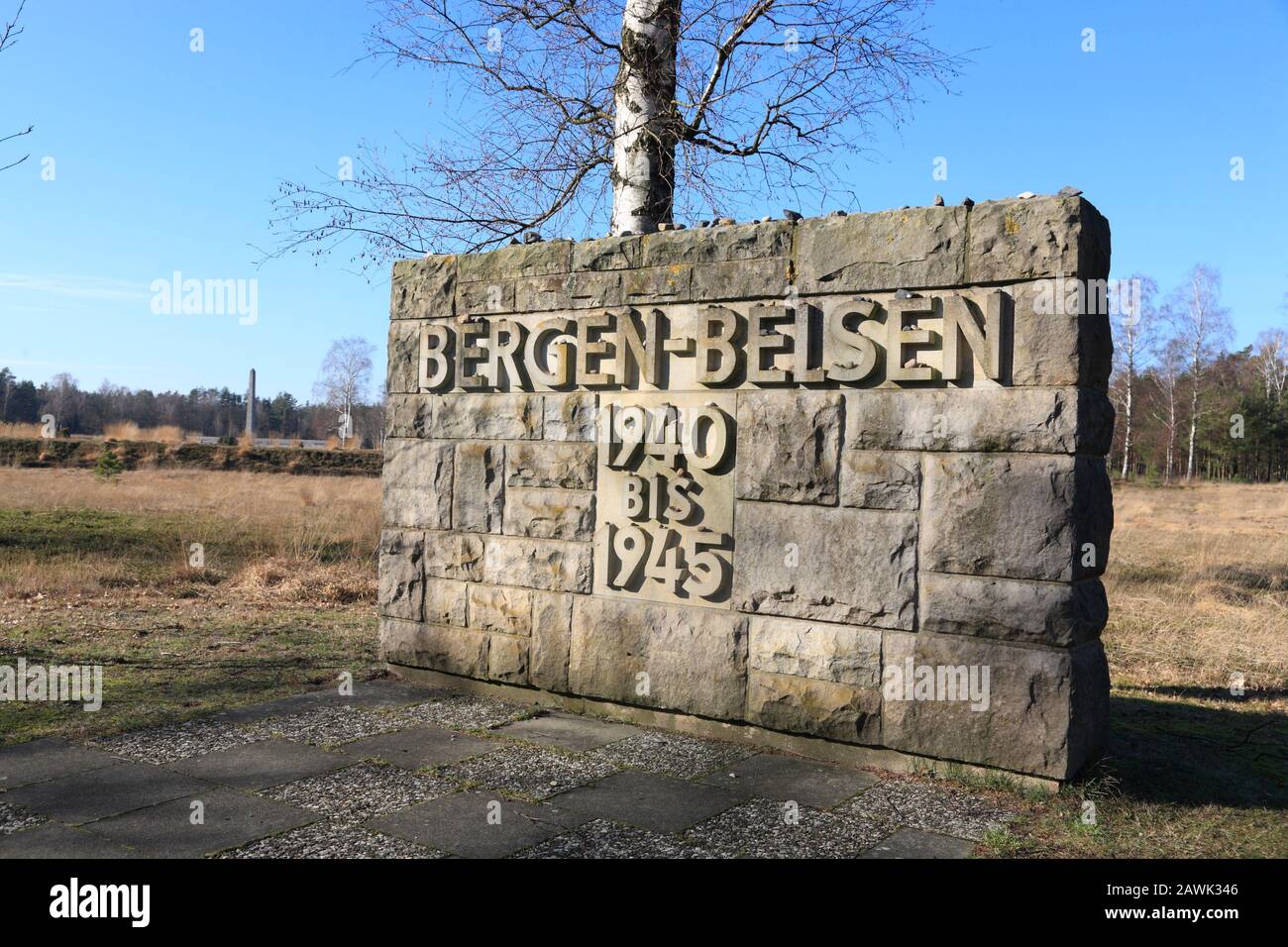 Bergen-Belsen concentration camp memorial, Lower Saxony, Germany, Europe Stock Photo