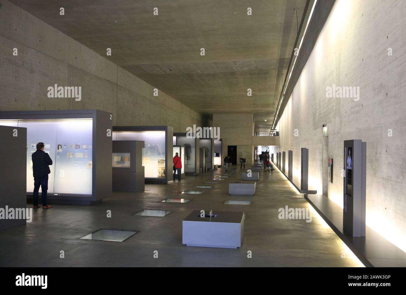 Exhibition hall, Bergen-Belsen concentration camp memorial, Lower Saxony, Germany, Europe Stock Photo