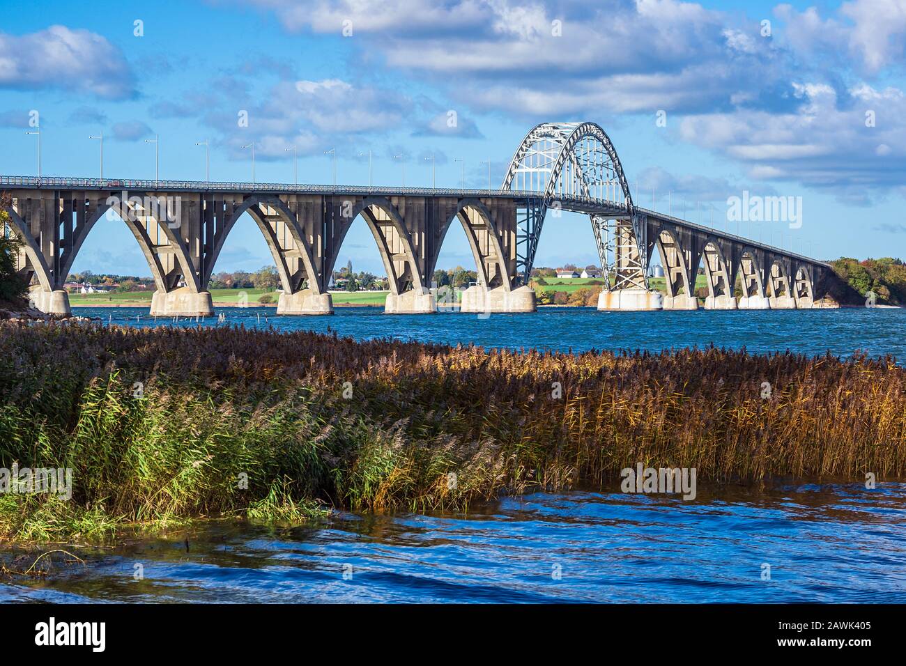 A bridge between Seeland und Moen in Denmark. Stock Photo