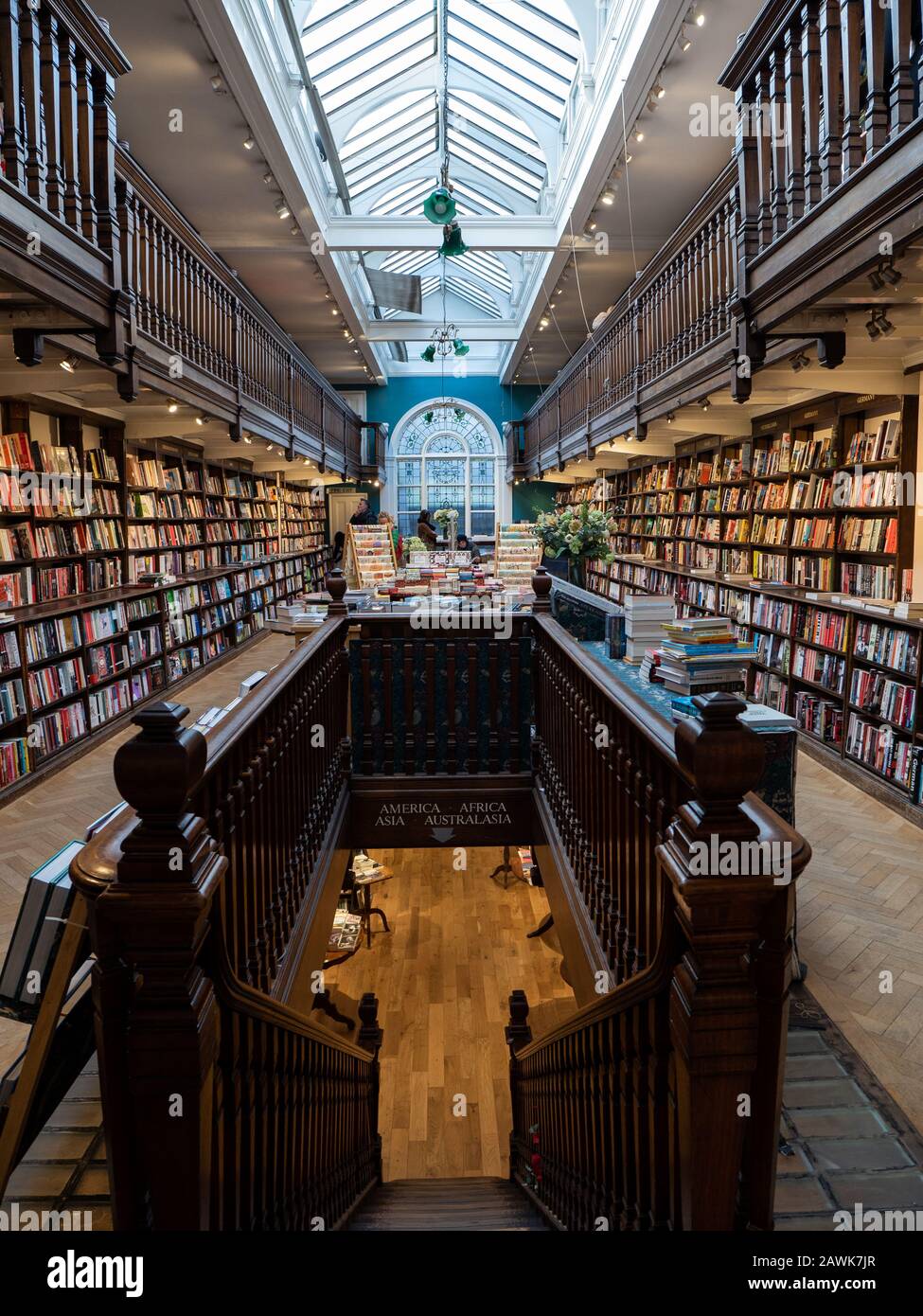 Interior of Daunt Book shop on Marylebone High Street in London Stock
