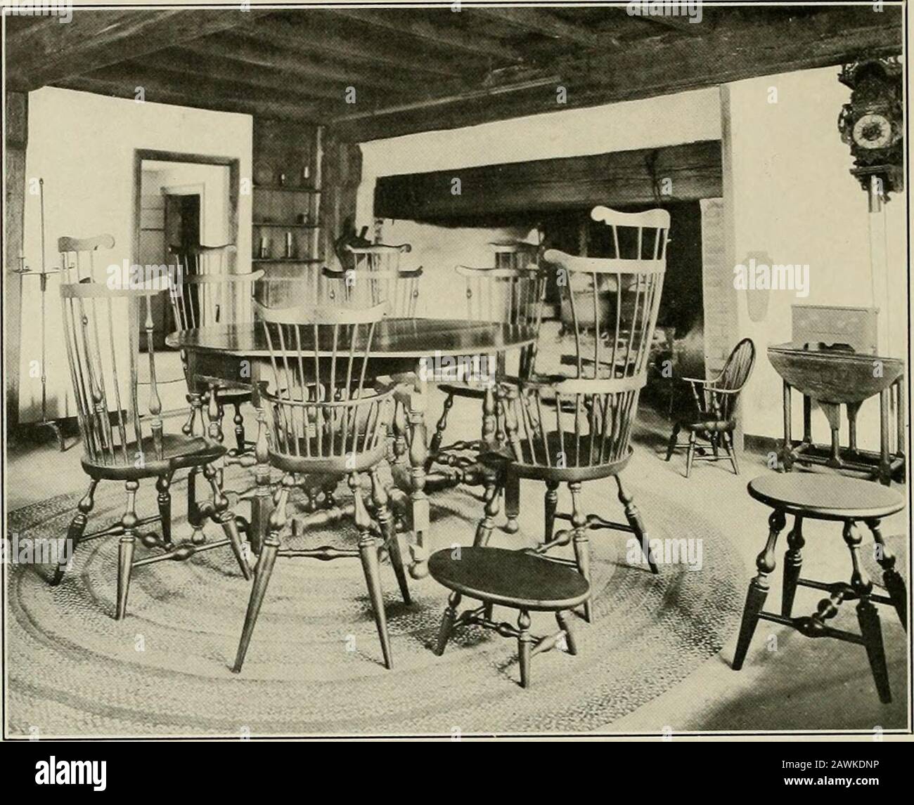 Wallace Nutting Windsors : correct Windsor furniture. . of more than onehundred of the finest examples enabledMr. Wallace Nutting to establish astandard turning for the two principaltypes, the Philadelphia which was first,and the taper-turned, or Northern,which came next. Both were made inand around Pennsylvania, but theearlier or blunt arrow foot was notmade in New York and New Englandto any extent. We have undertakenat a very lavish outlay to redeem theWindsor chair. Key to Finding Examples 17, 19, 20, 29, 31, 32 Arm Chairs, 7, 35. 36, 41. 43-Baby High Chairs, 15, 30, 34.Baby Low Chairs, 16, Stock Photo