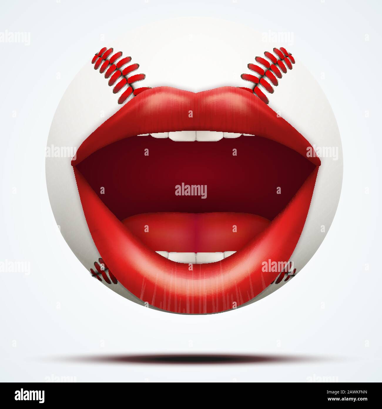 Baseball ball with a talking female mouth Stock Vector Image & Art Alamy