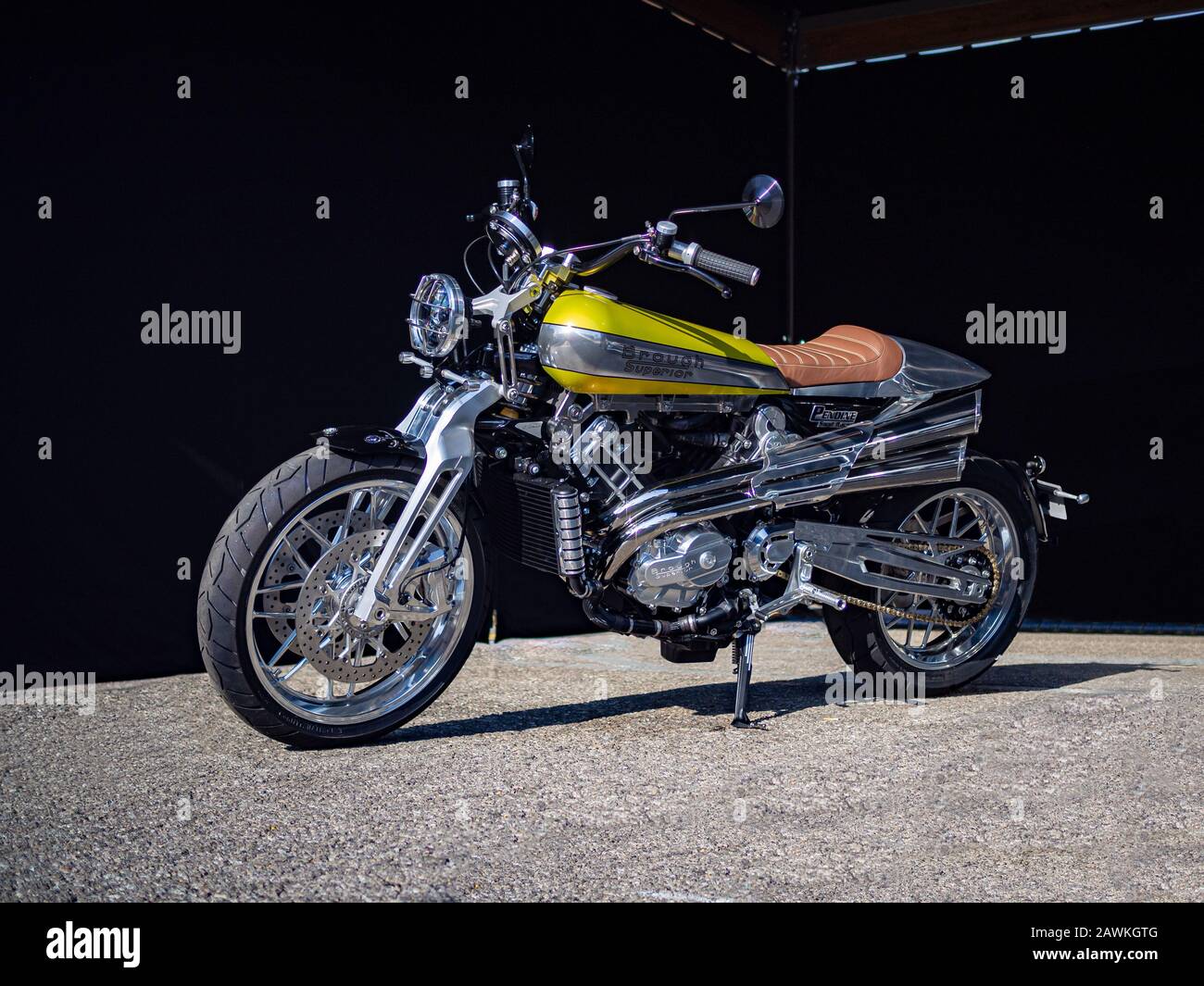 MONTMELO, SPAIN-SEPTEMBER 29, 2019: 2019 Brough Superior Pendine Sands Racer (Sport version) motorcycle Stock Photo