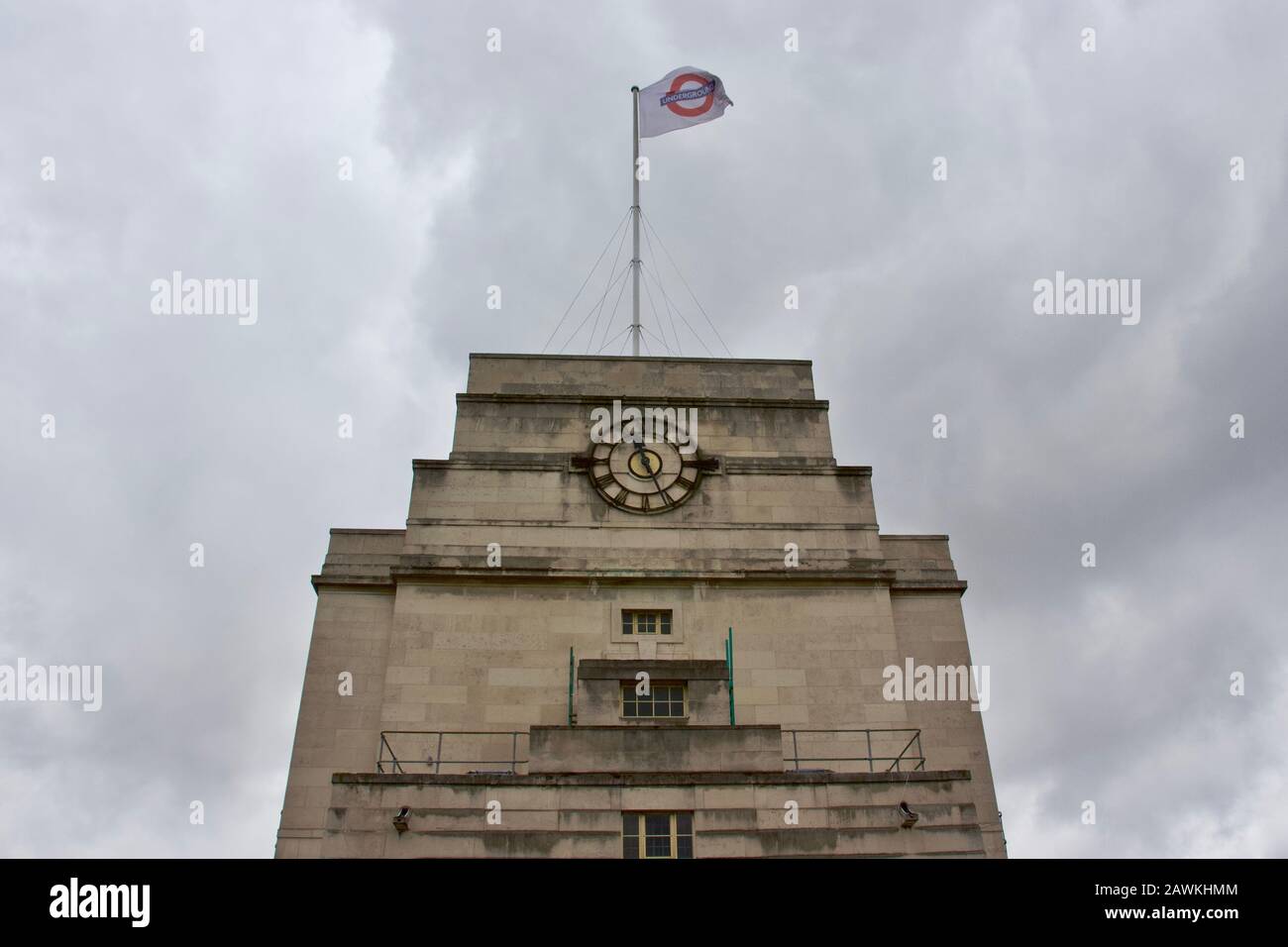 The top of the Head Office of London Underground at 55 Broadway, London Stock Photo