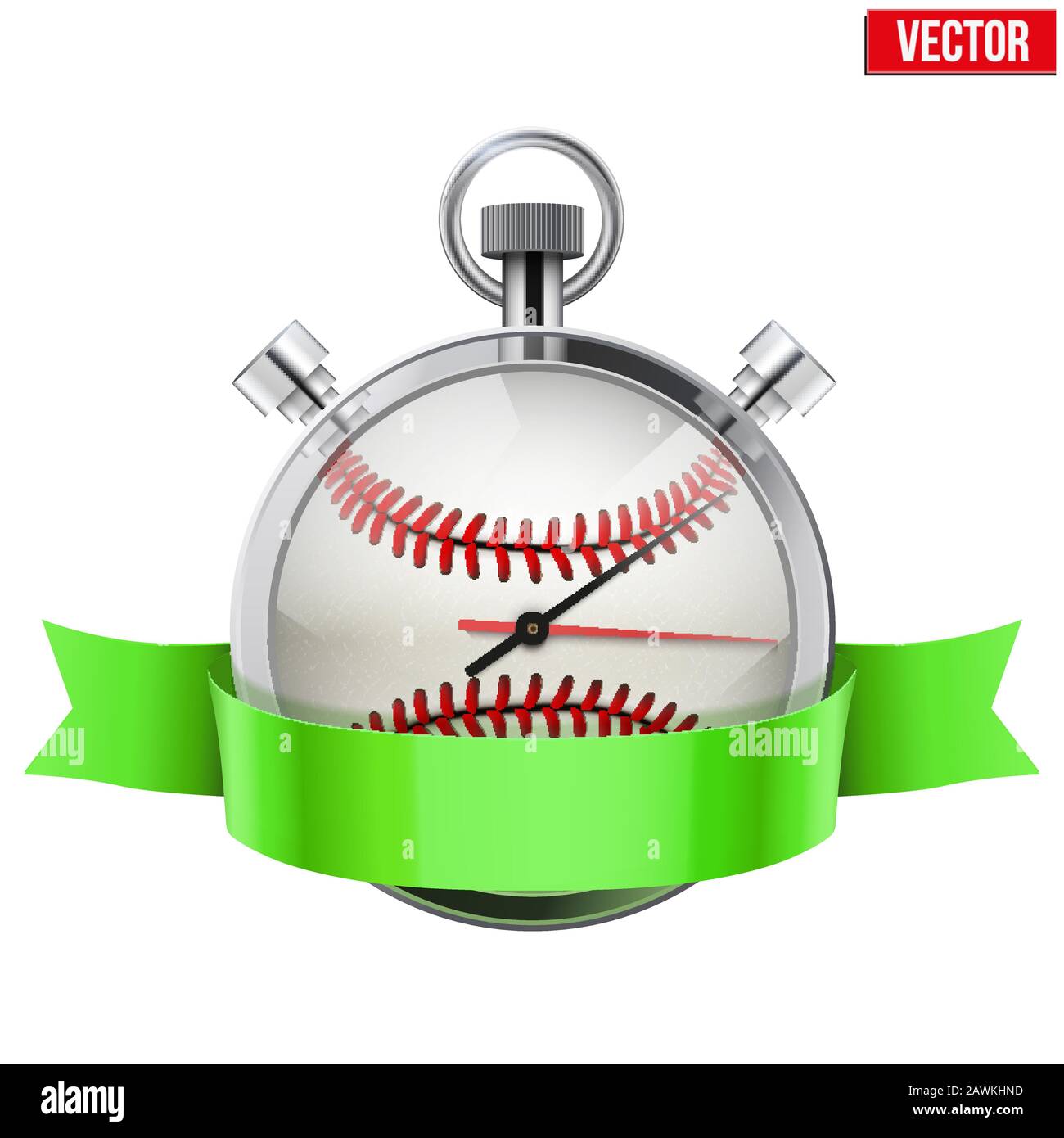 Stopwatch with baseball ball inside. Sport and training vector illustration. Stock Vector
