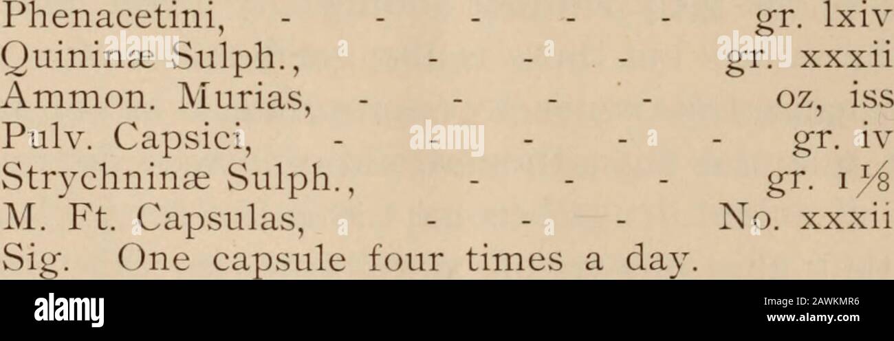 Albany medical annals . which the drug hasbeen given; although asthmatics, as a rule, will bear largerdoses of strychnine than most other patients. Begin, as arule, with 1-30 of a grain subcutaneously once a day, andgradually increa.se to 1-20 or to i-io of a grain, or more ifnecessary, to impress the system with its full stimulant effects.Do not waste your time with small doses. To these amountsof strychnine, small doses of from 1-400 to 1-600 of a grain ofatropine may be added. It is best to administer these drugsin the evening, because asthma is nocturnal in its attacks, andyour patient sho Stock Photo