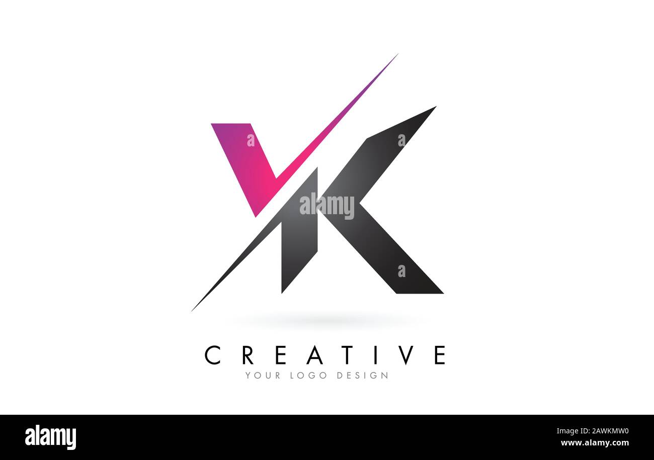 VK V K Letter Logo with Colorblock Design and Creative Cut. Creative