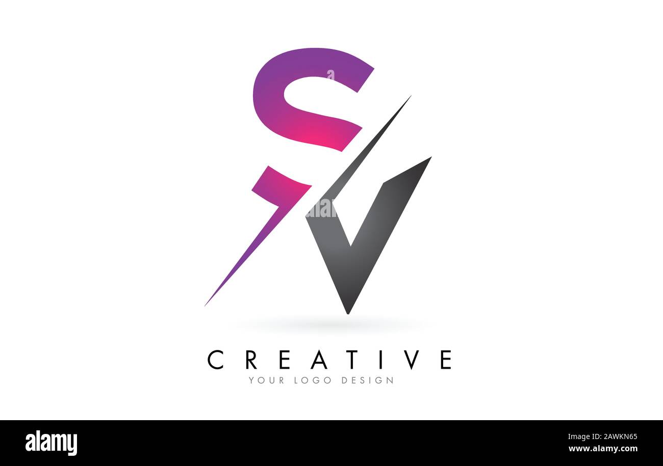SV S V Letter Logo with Colorblock Design and Creative Cut. Creative ...