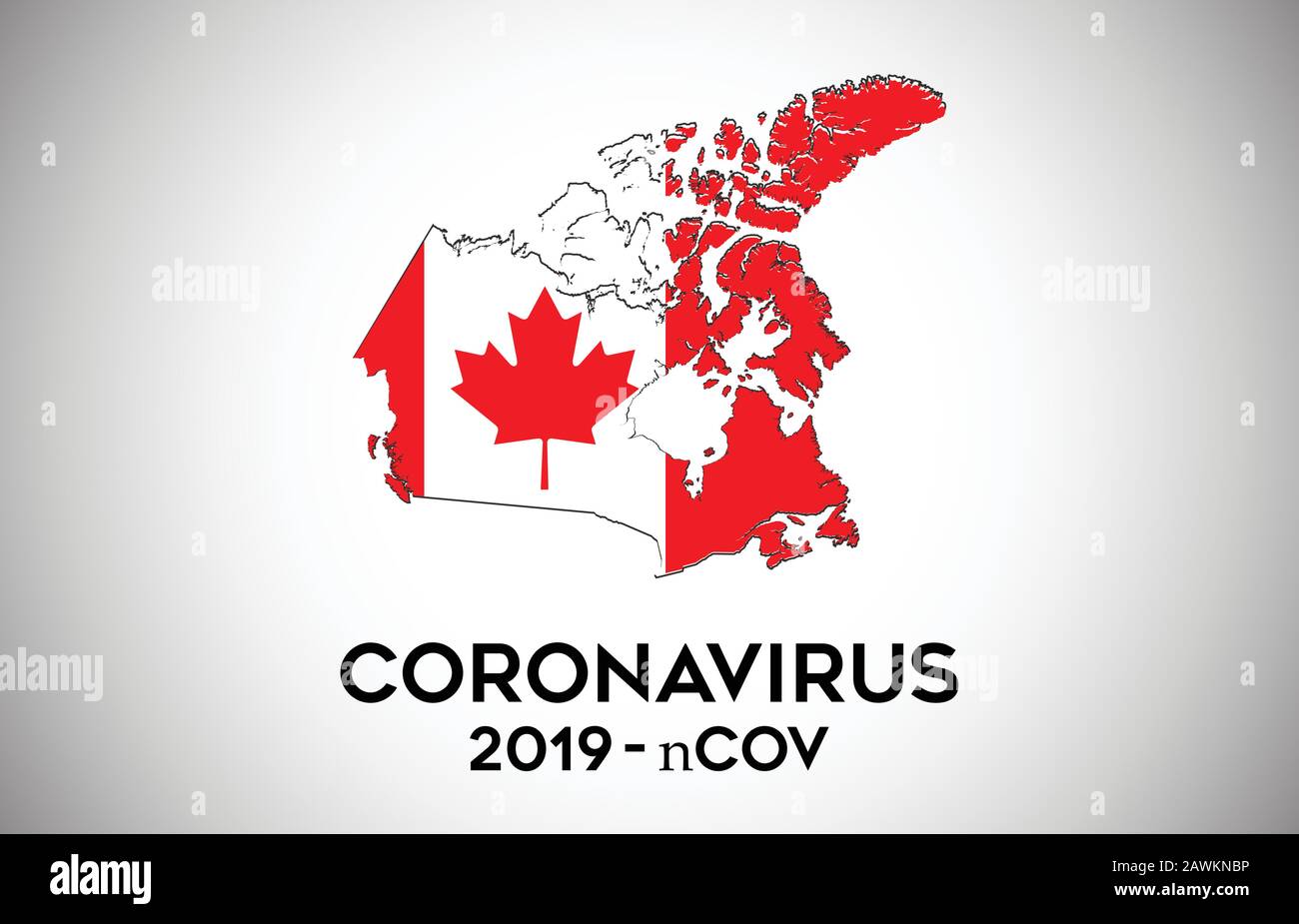 CoronaVirus in Canada and Country flag inside Country border Map Vector Design. 2019-nCoV with Canada map with national flag Vector Illustration. Stock Vector