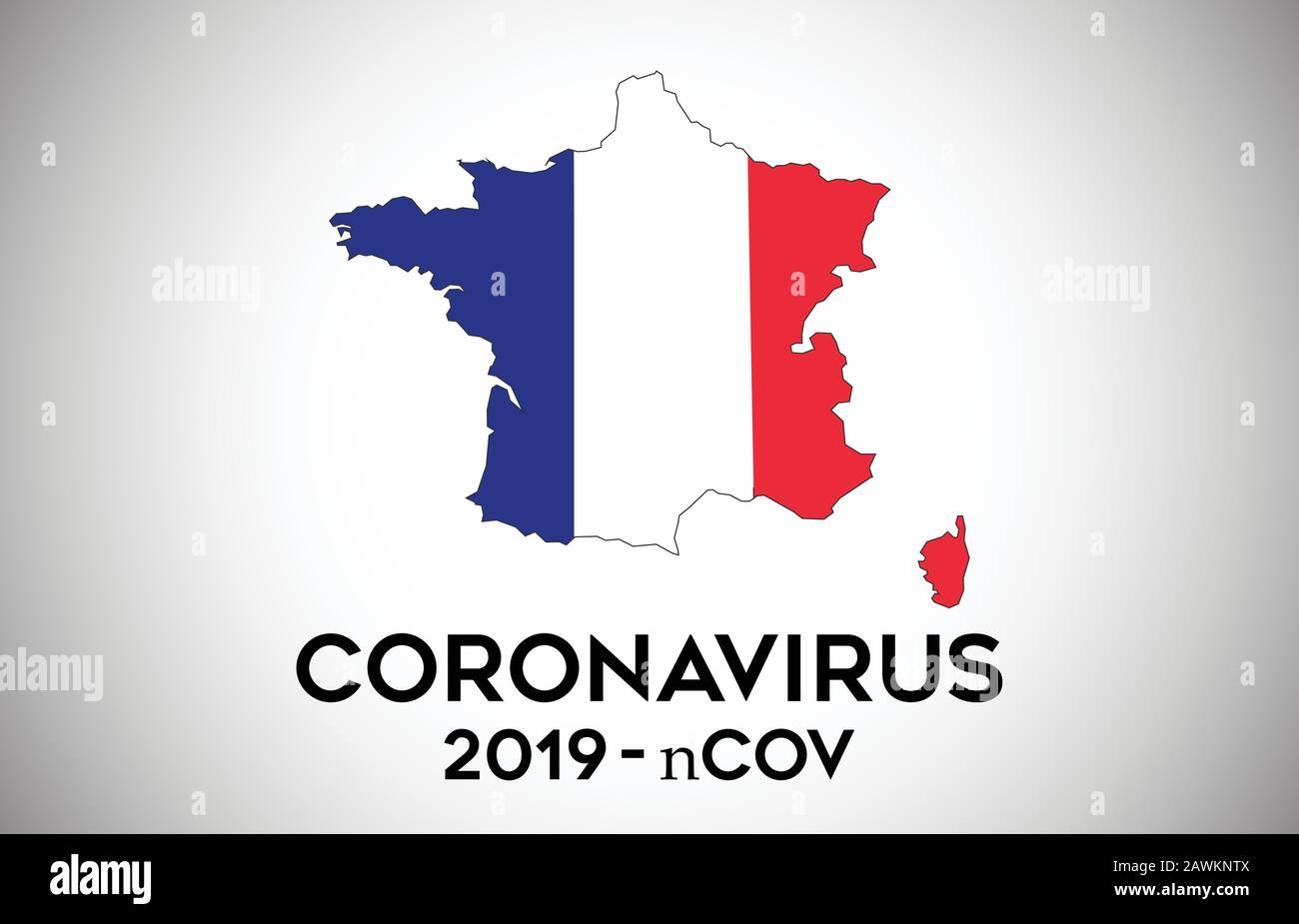 CoronaVirus in France and Country flag inside Country border Map Vector Design. 2019-nCoV with France map with national flag Vector Illustration. Stock Vector