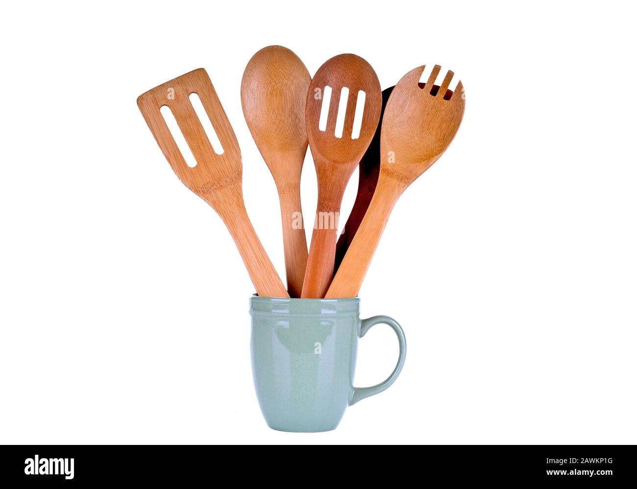 Set of Wooden Cooking Utensils in a Cup Stock Photo Alamy